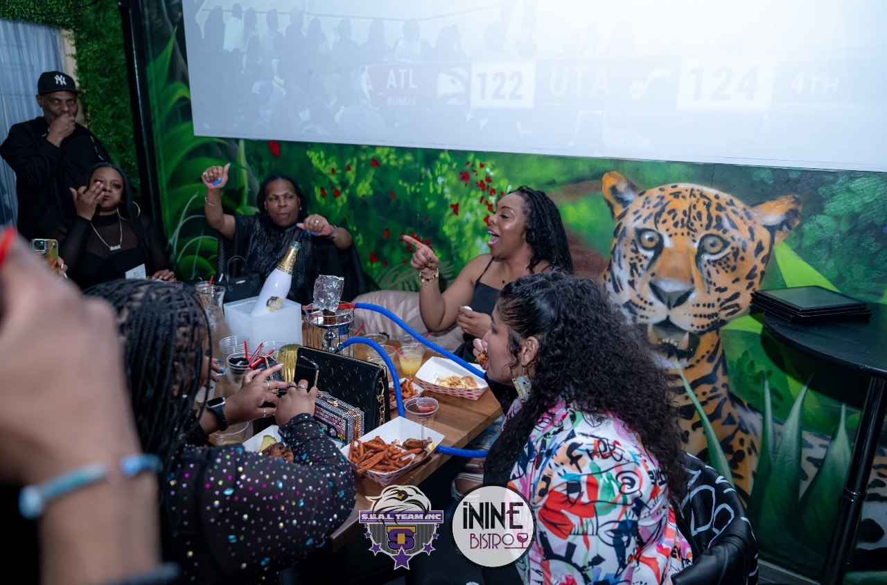 Watch party with food and hookah